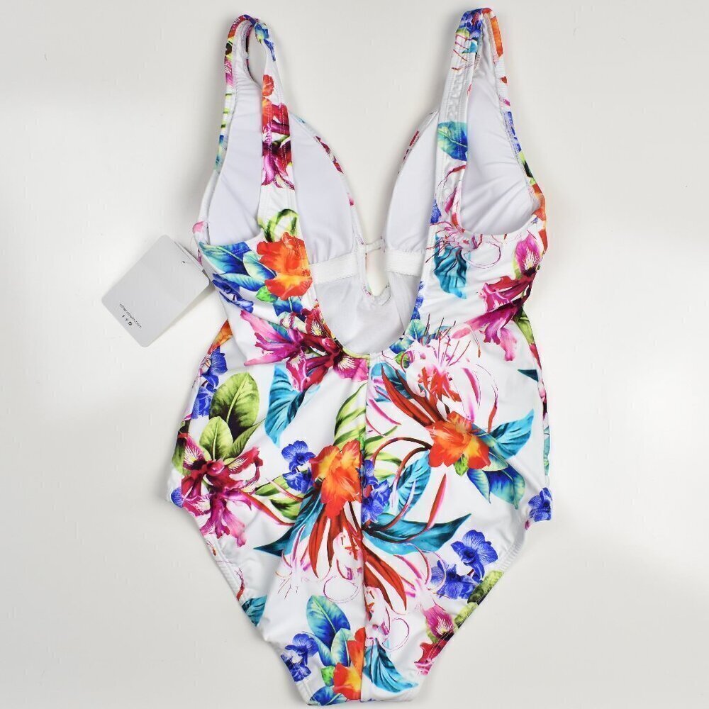 Athena  Plunge Tropical Floral One Piece Swimsuit NEW - 10 - Picture 4 of 9